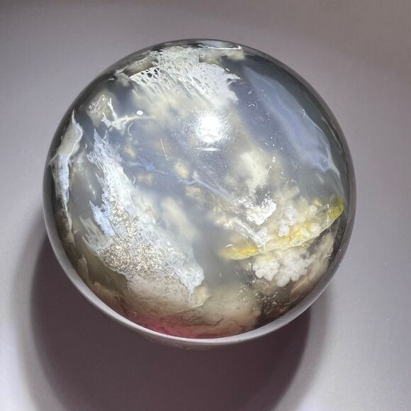 Black Flower Agate‎ Sphere (1) - Picture 6 of 10